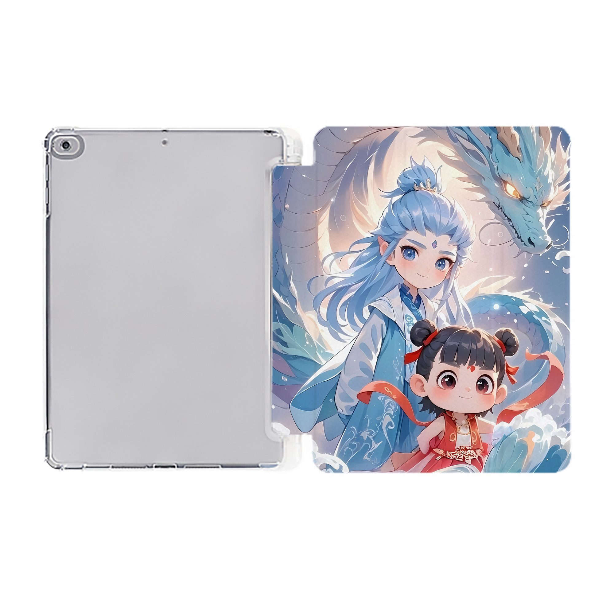Ne Zha 2 ナタ 魔童の大暴れ IPad ケース ペン収納付き 三つ折りスタンド PUレザー×シリコン 対応機種9.5/10.5/10.9インチ